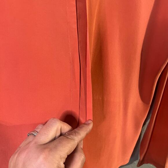 Peach Silk Blouse Linda Allard Ellen Tracy VTG Silk Blouse sz 12 Faux split fron - Picture 8 of 10